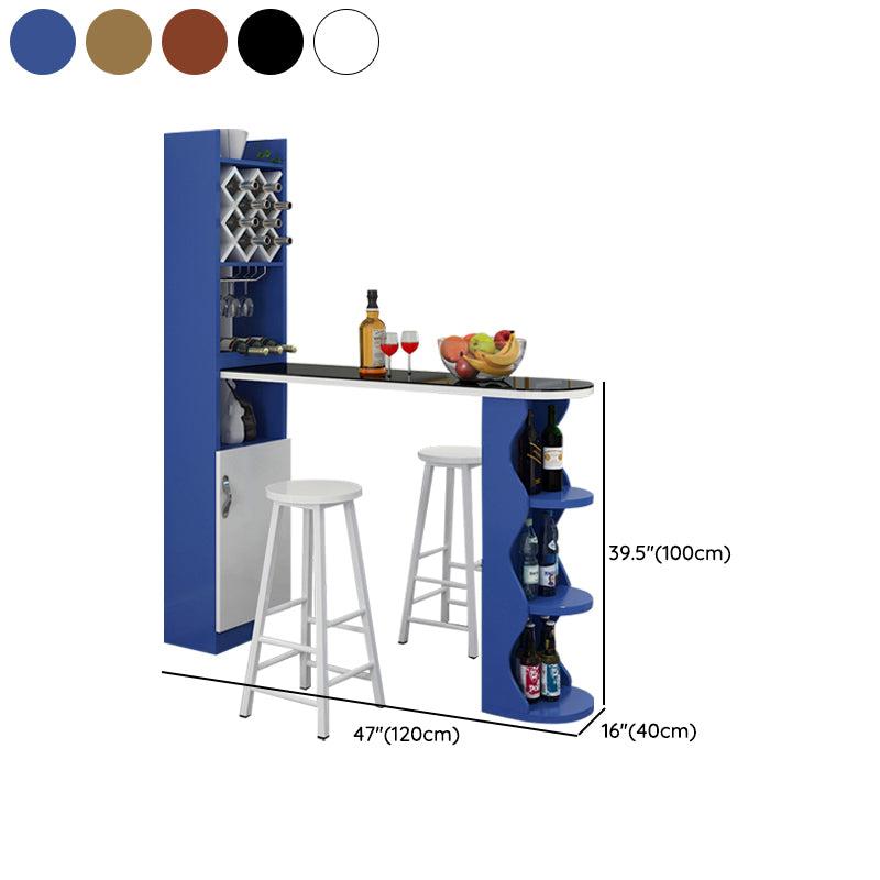 3 Pieces Bar Stool and Table Set, Contemporary and Oval for Living Room