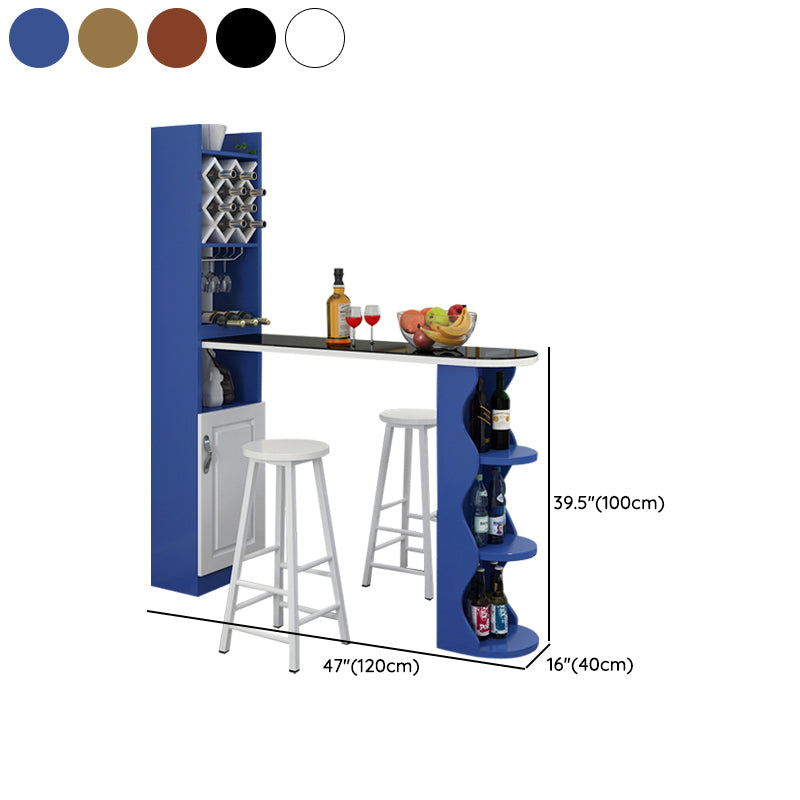 3 Pieces Bar Stool and Table Set, Contemporary and Oval for Living Room