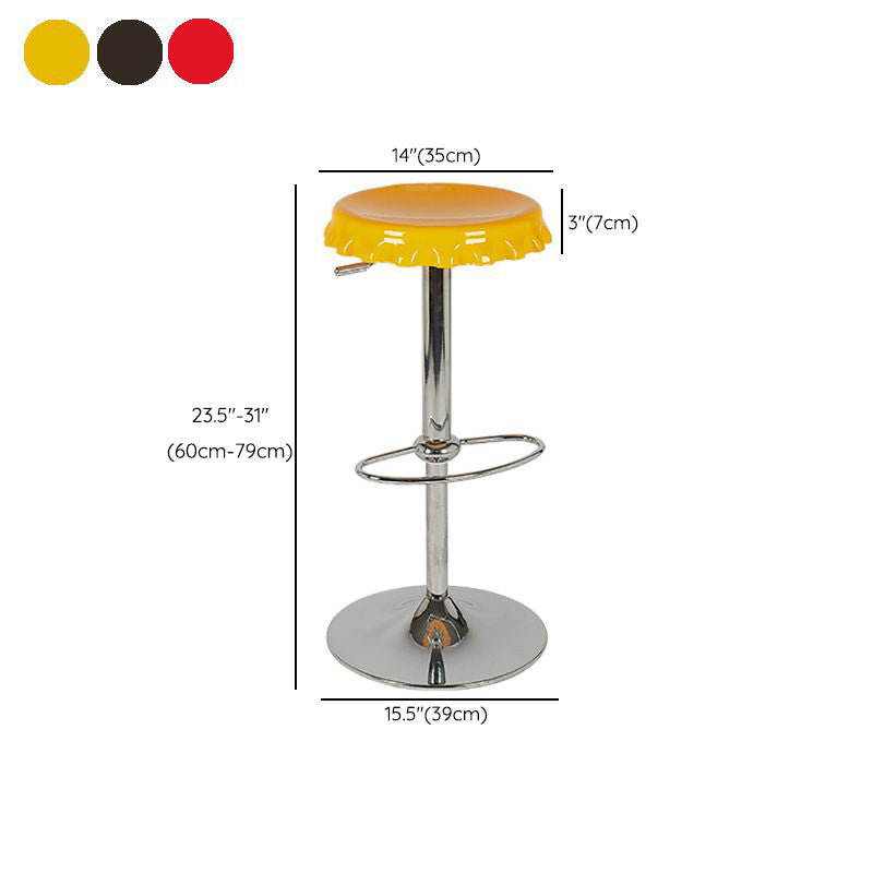 Contemporary Backless Indoor Armless Footrest Bar Stool with Metal Base
