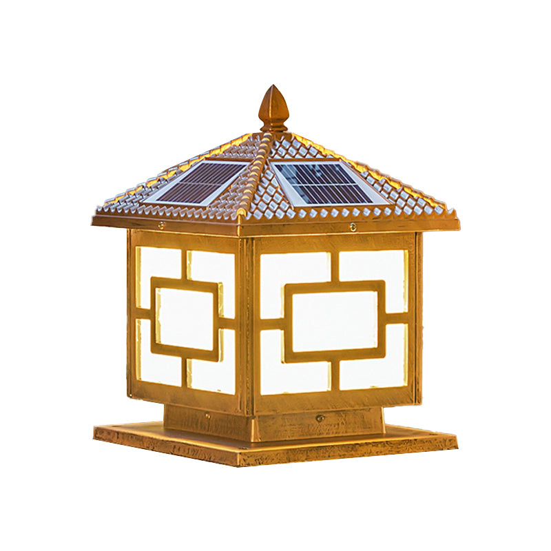 Contemporary Square Shape Waterproof Pillar Light with Metal for Courtyard