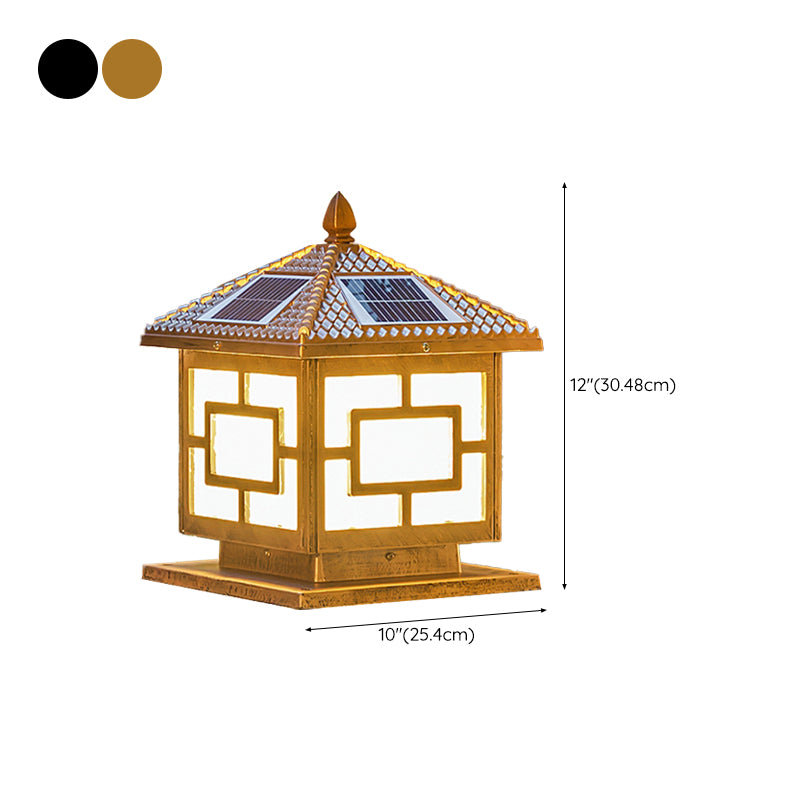 Contemporary Square Shape Waterproof Pillar Light with Metal for Courtyard