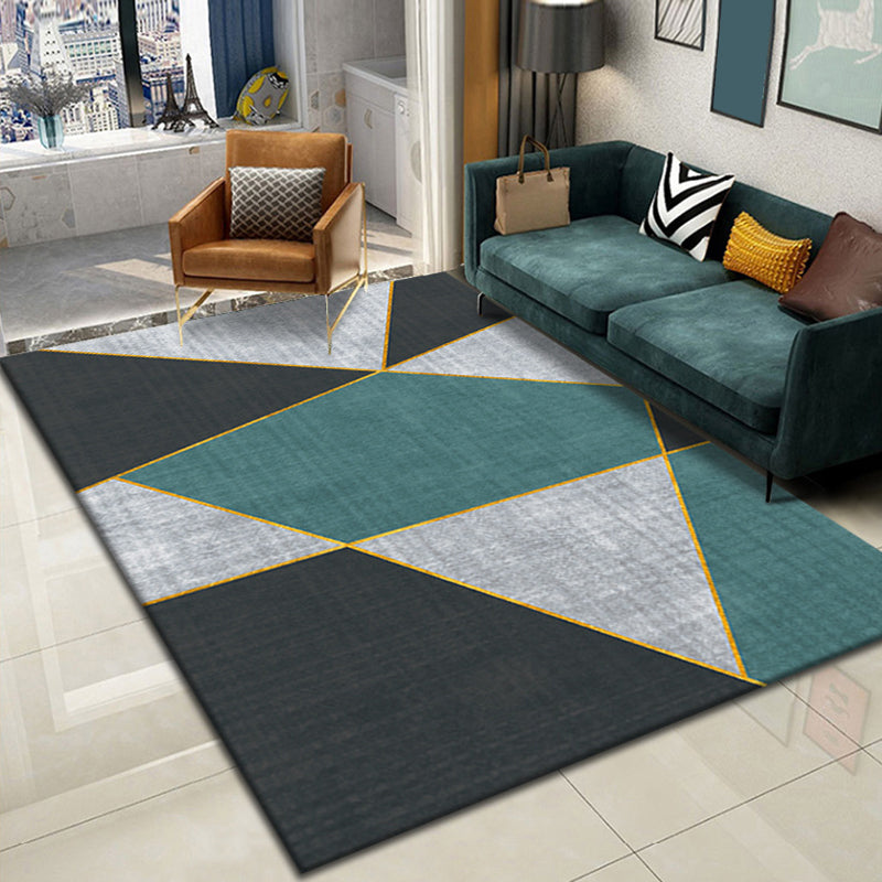 Simple Dark Color Rug Geometric Polyester Rug Stain Resistant Area Carpet for Living Room