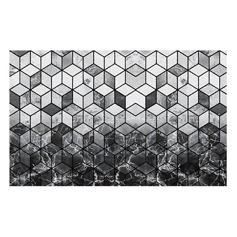 Simple Dark Color Rug Geometric Polyester Rug Stain Resistant Area Carpet for Living Room