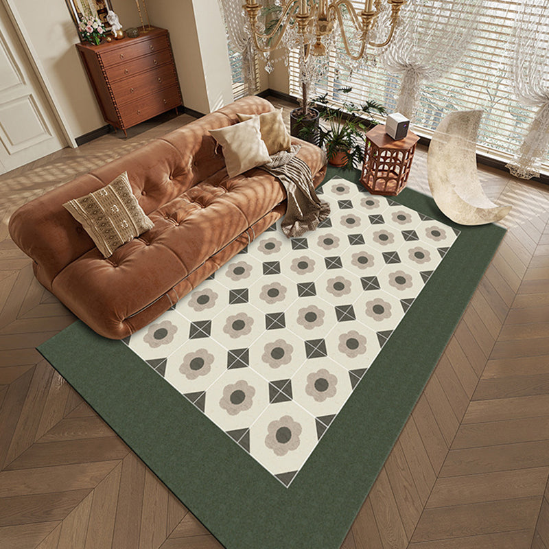 Vintage Check Rug Polyester Indoor Rug Non-Slip Area Carpet for Living Room and Bedroom