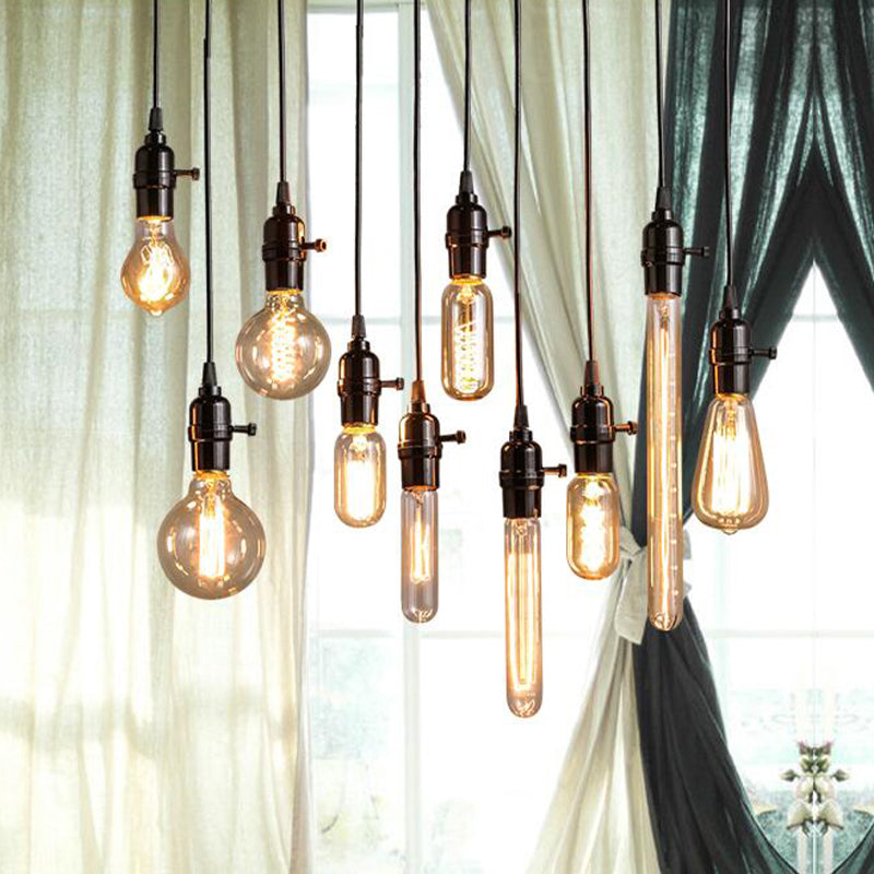 Illuminazione sospesa in metallo sospeso Vintage 1 Light Restaurant Appeding Lighting in Black