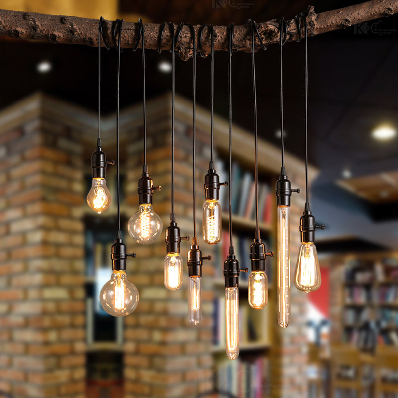 Illuminazione sospesa in metallo sospeso Vintage 1 Light Restaurant Appeding Lighting in Black