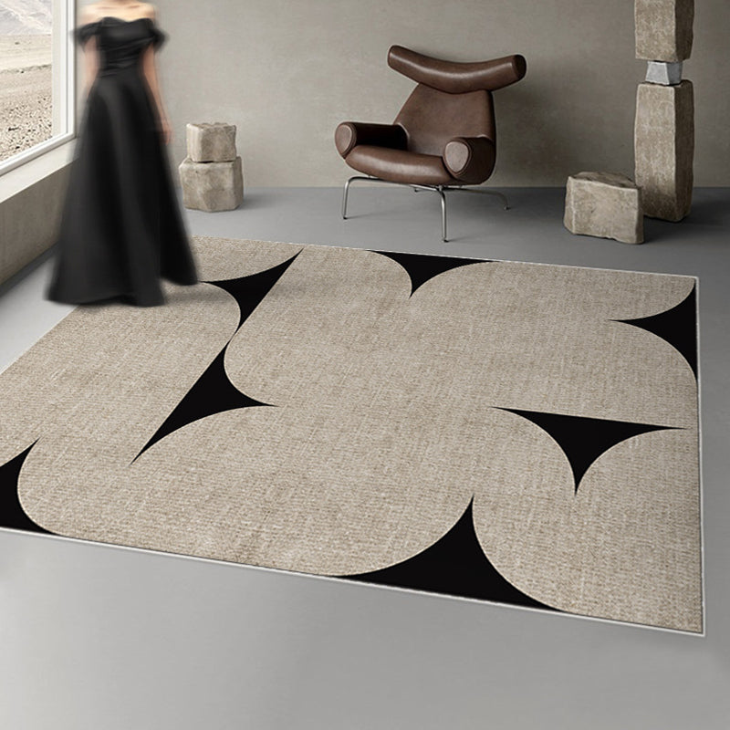 Modern Art Plain Rug Polyester Indoor Rug Non-slip Area Carpet for Bedroom