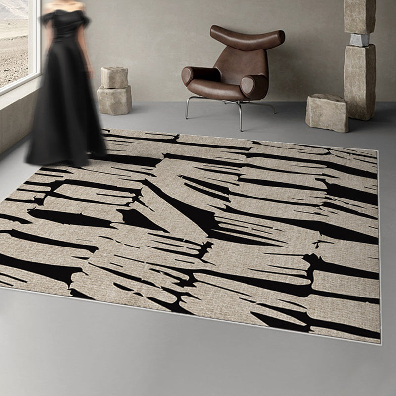 Modern Art Plain Rug Polyester Indoor Rug Non-slip Area Carpet for Bedroom