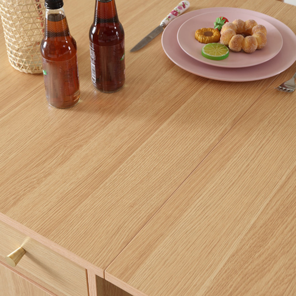 Modern Folding Dining Table Extendable for Small Spaces in Natural