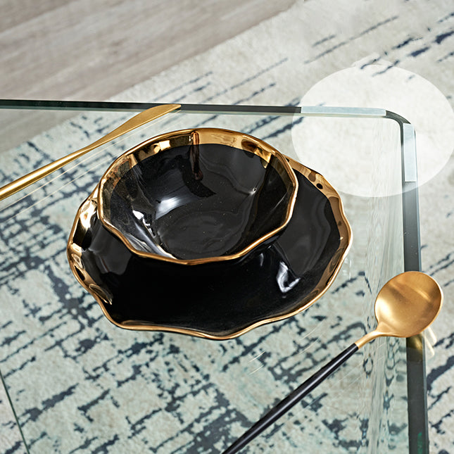 Modern Rectangle Glass Top Dining Table with Double Pedestal Base