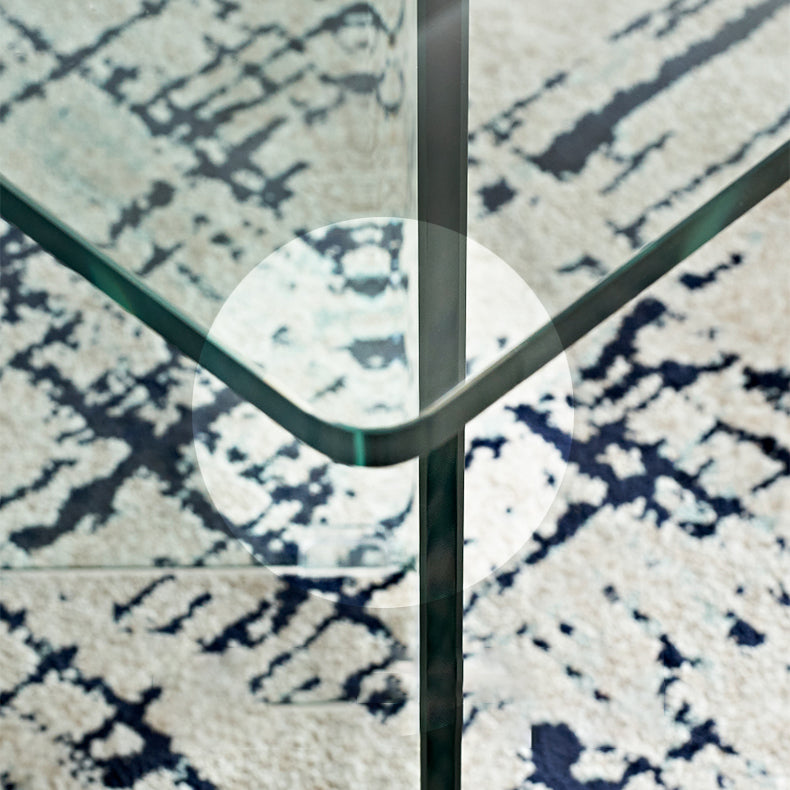 Modern Rectangle Glass Top Dining Table with Double Pedestal Base