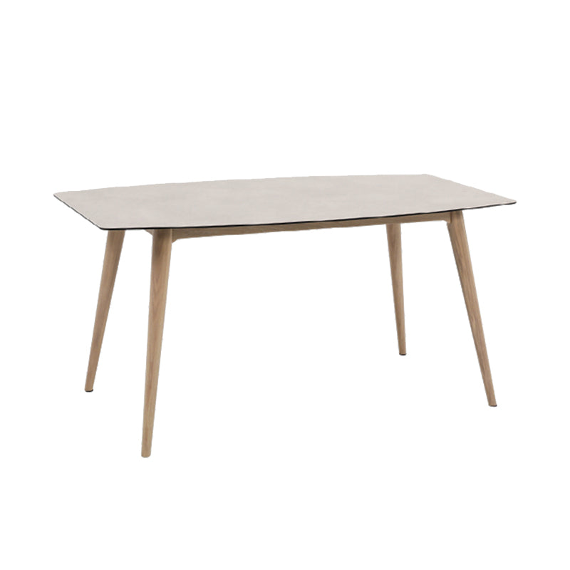 Modern Rectangle Ceramic Top Dining Table with Wood Legs for Living Room