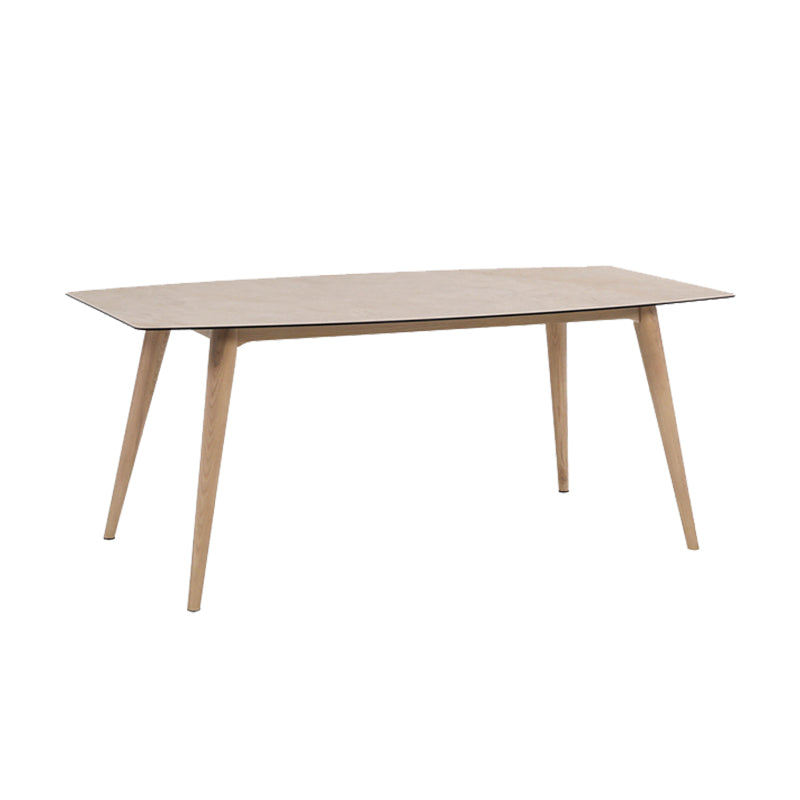 Modern Rectangle Ceramic Top Dining Table with Wood Legs for Living Room