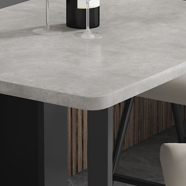 Modern Foldable Wood Top Dining Table Extendable for Small Spaces in Grey