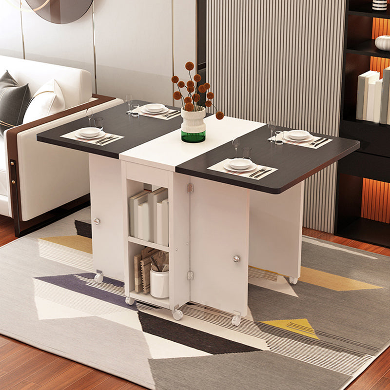 Wooden Foldable Dining Table Extendable for Small Spaces with Storage
