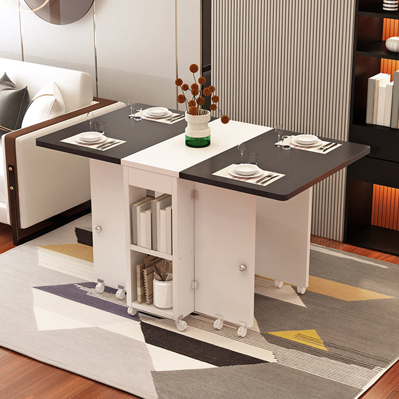 Wooden Foldable Dining Table Extendable for Small Spaces with Storage