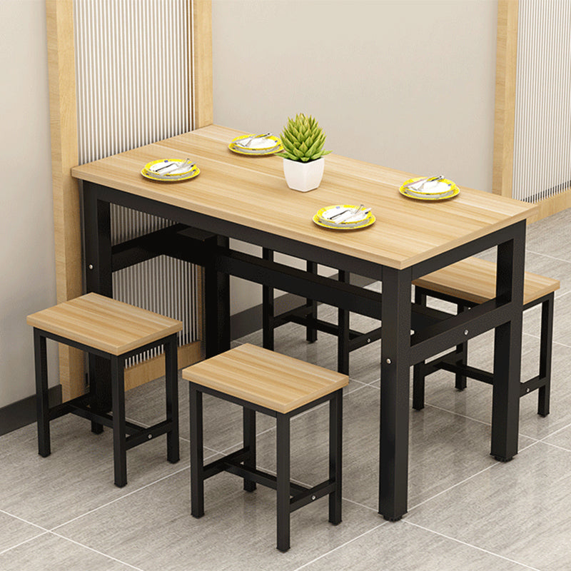 Industrial Restaurant Rectangle Legs Dining Table and Dining Chairs
