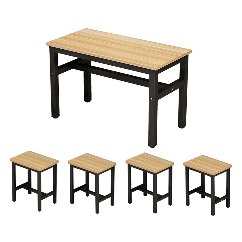 Industrial Restaurant Rectangle Legs Dining Table and Dining Chairs