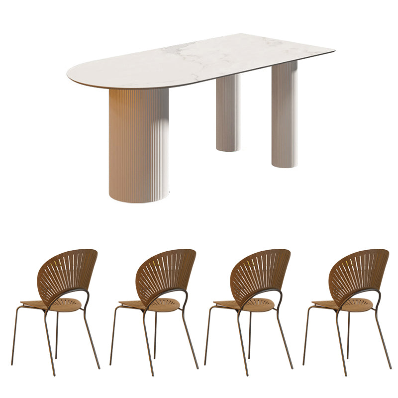 1/2/4/5 Pcs Stone 3 Legs Standard Height Dinette Table with Chair