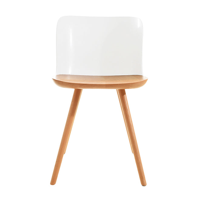 Contemporary Style Acrylic Low Back Wooden Legs Dining Chairs