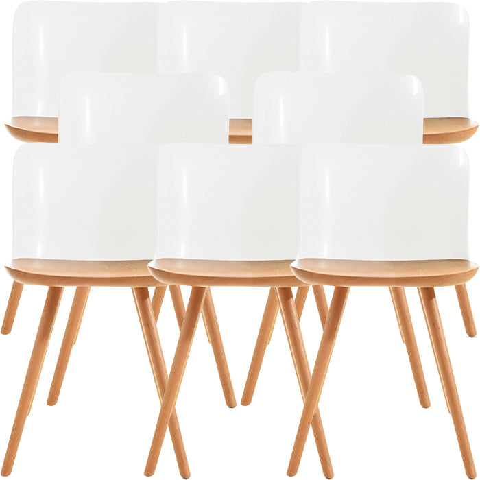 Contemporary Style Acrylic Low Back Wooden Legs Dining Chairs