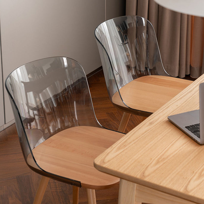 Contemporary Style Acrylic Low Back Wooden Legs Dining Chairs