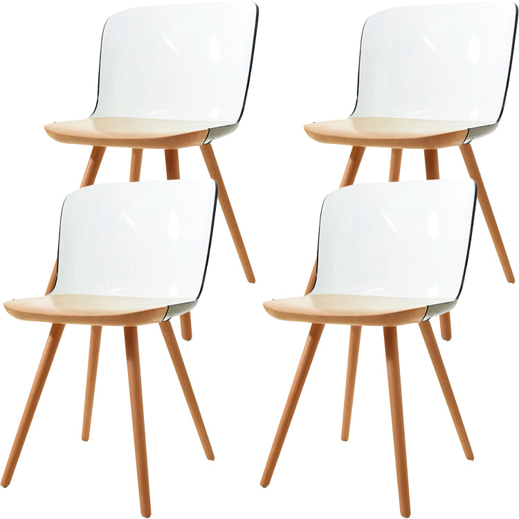 Contemporary Style Acrylic Low Back Wooden Legs Dining Chairs