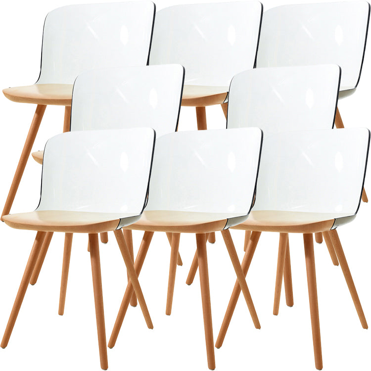 Contemporary Style Acrylic Low Back Wooden Legs Dining Chairs