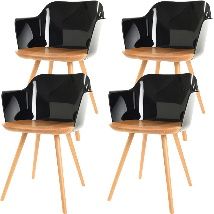 Contemporary Style Acrylic Low Back Wooden Legs Dining Chairs