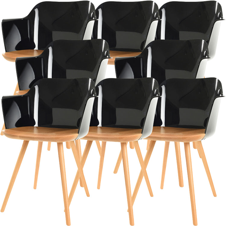 Contemporary Style Acrylic Low Back Wooden Legs Dining Chairs