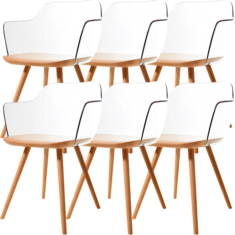 Contemporary Style Acrylic Low Back Wooden Legs Dining Chairs