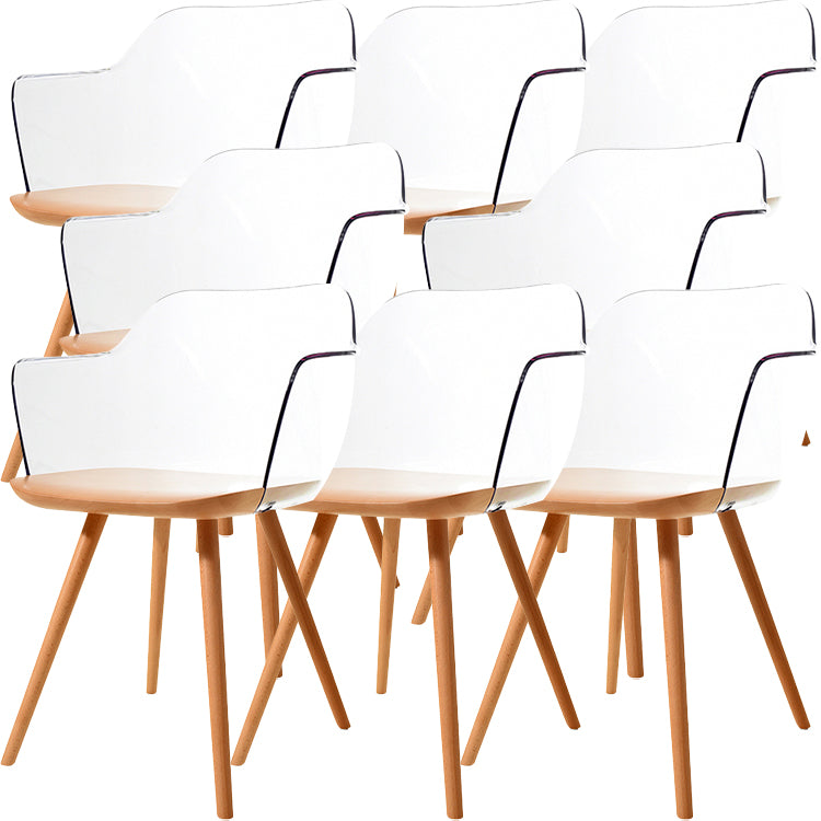 Contemporary Style Acrylic Low Back Wooden Legs Dining Chairs
