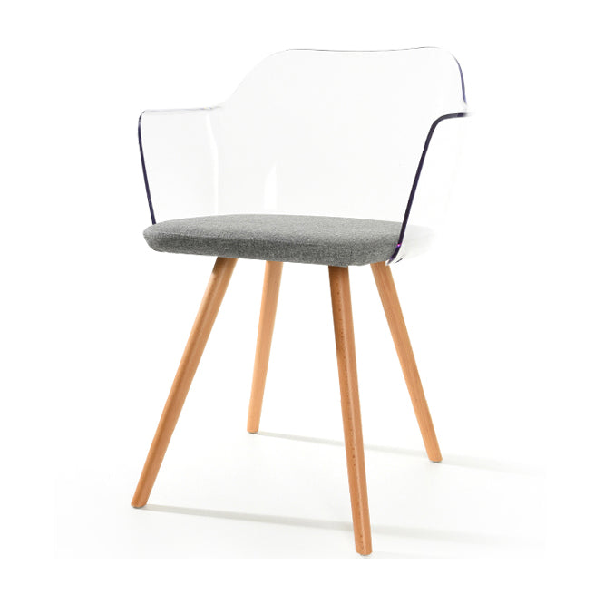 Contemporary Style Acrylic Low Back Wooden Legs Dining Chairs