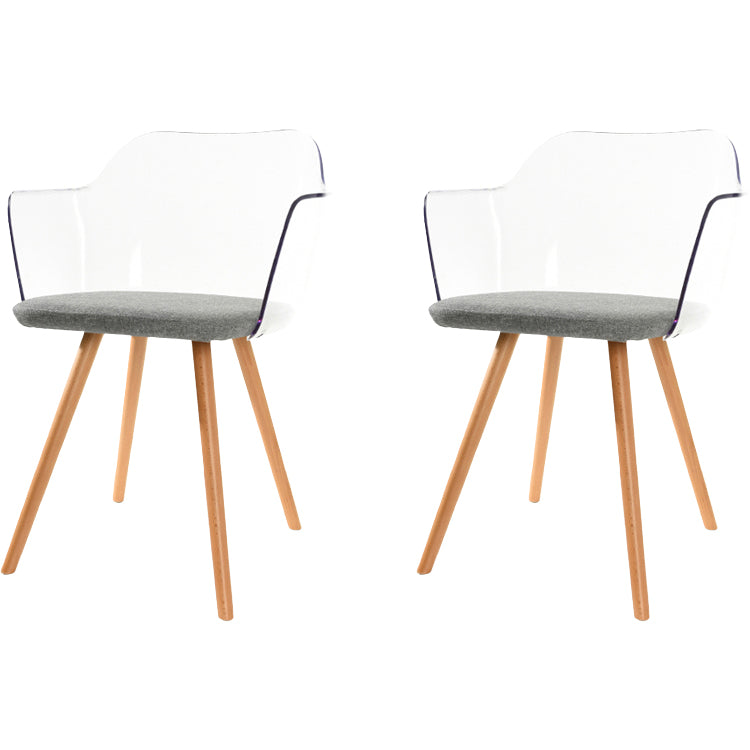Contemporary Style Acrylic Low Back Wooden Legs Dining Chairs