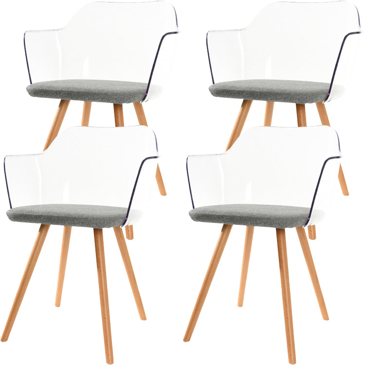 Contemporary Style Acrylic Low Back Wooden Legs Dining Chairs