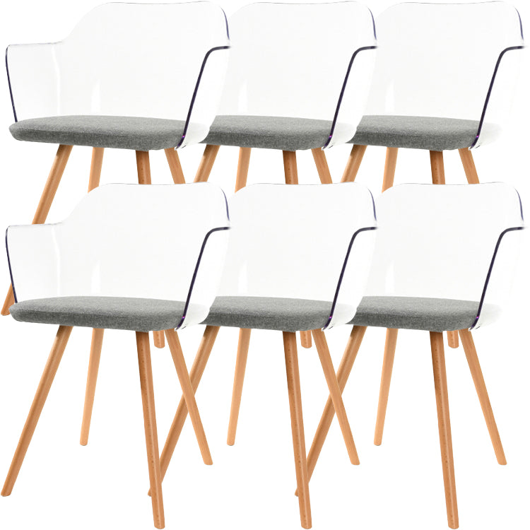 Contemporary Style Acrylic Low Back Wooden Legs Dining Chairs