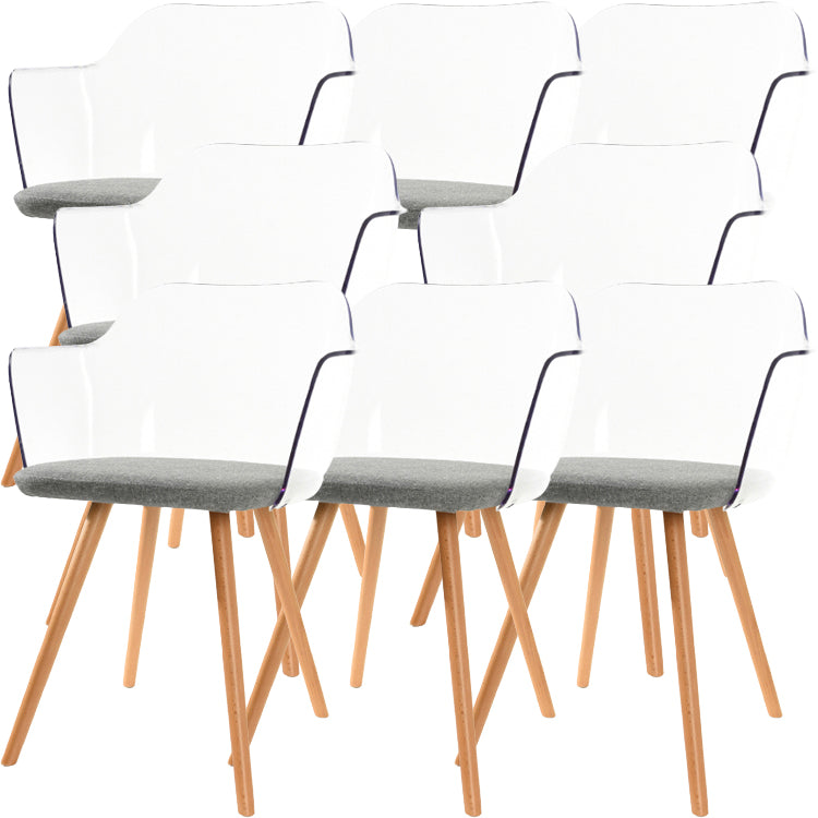 Contemporary Style Acrylic Low Back Wooden Legs Dining Chairs