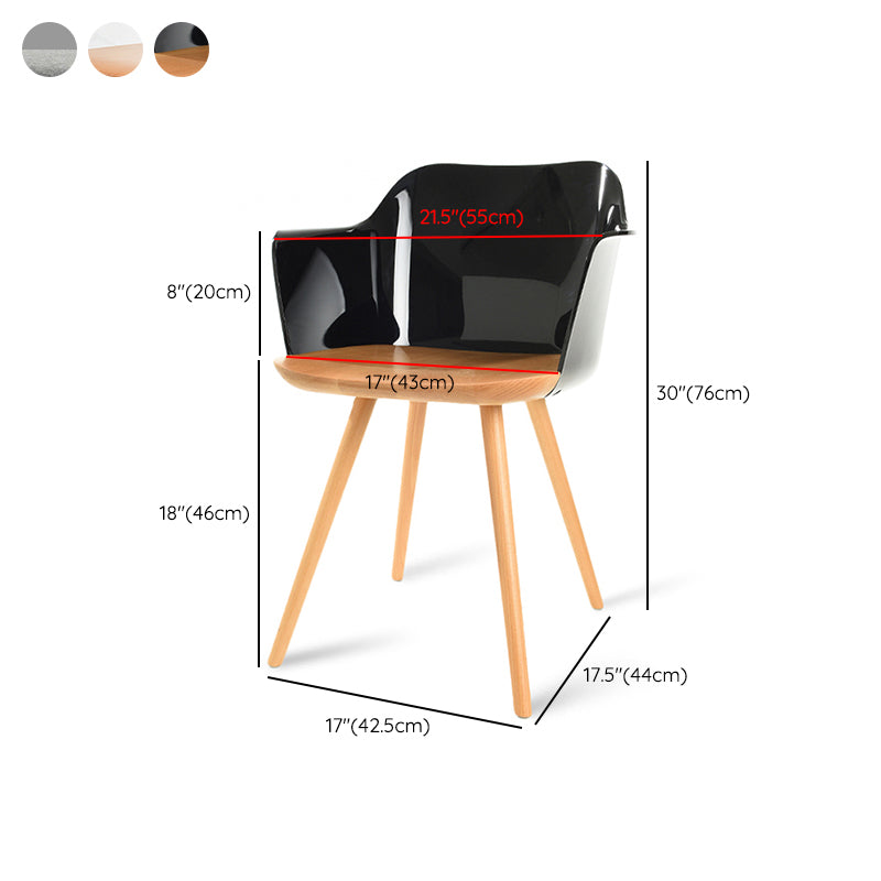 Contemporary Style Acrylic Low Back Wooden Legs Dining Chairs