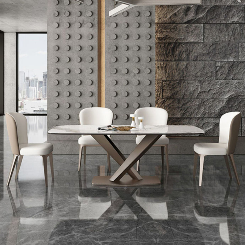 Glam Style Upholstered Parsons Metal Legs Home Dining Side Chair