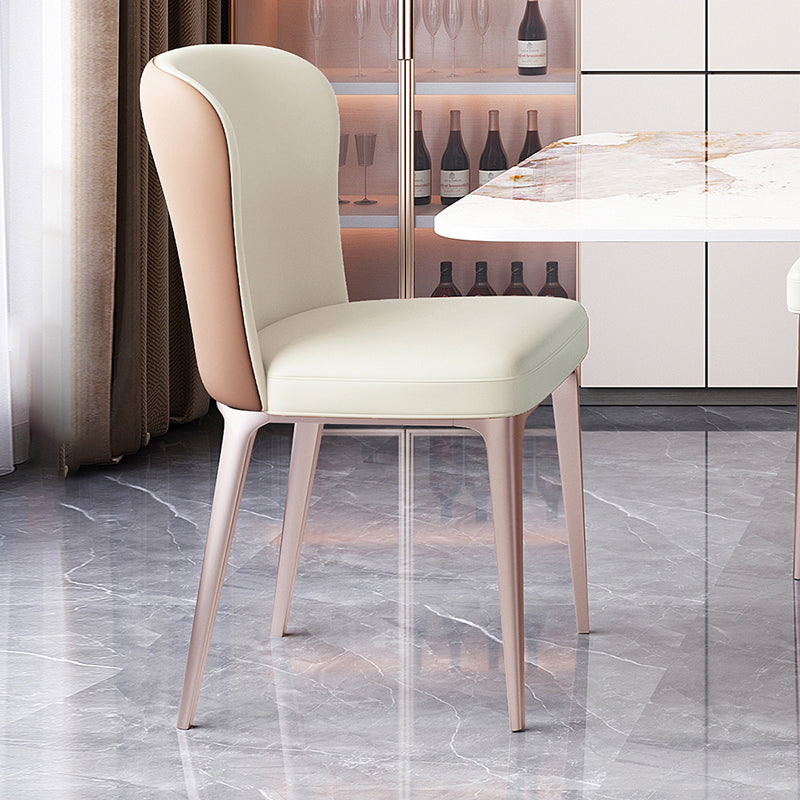 Glam Style Upholstered Parsons Metal Legs Home Dining Side Chair