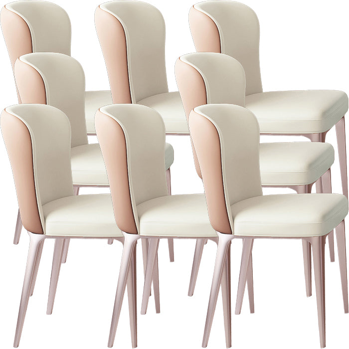 Glam Style Upholstered Parsons Metal Legs Home Dining Side Chair