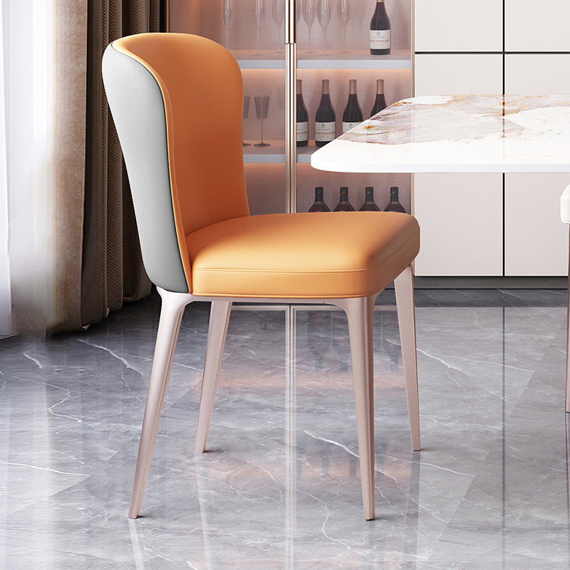 Glam Style Upholstered Parsons Metal Legs Home Dining Side Chair
