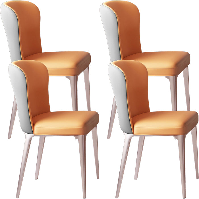 Glam Style Upholstered Parsons Metal Legs Home Dining Side Chair