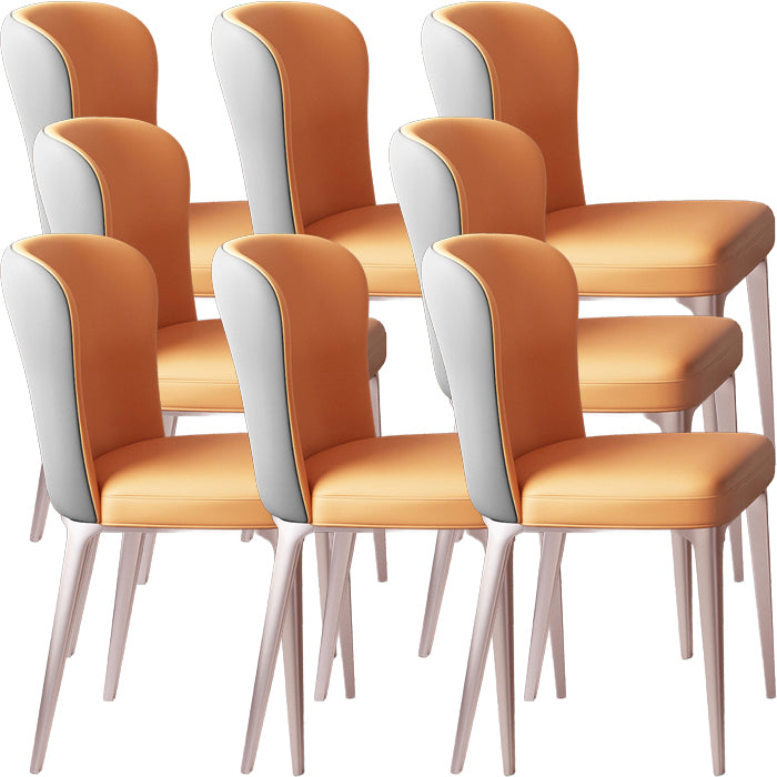 Glam Style Upholstered Parsons Metal Legs Home Dining Side Chair