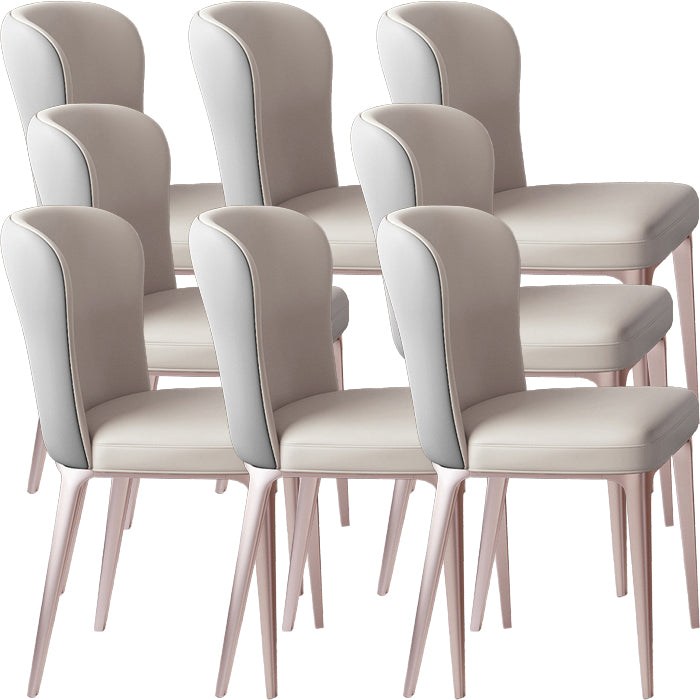 Glam Style Upholstered Parsons Metal Legs Home Dining Side Chair