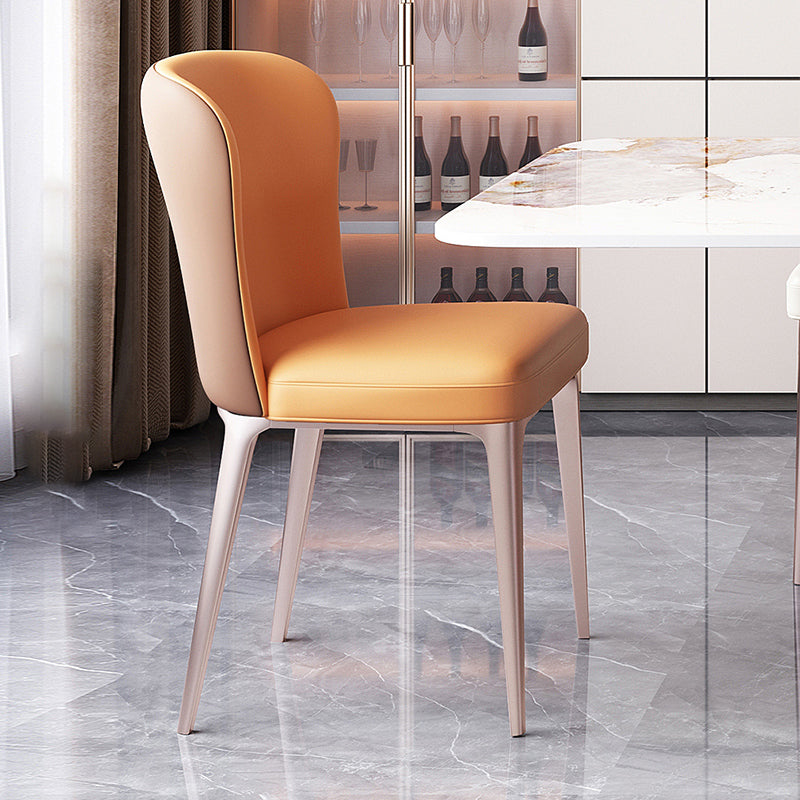 Glam Style Upholstered Parsons Metal Legs Home Dining Side Chair