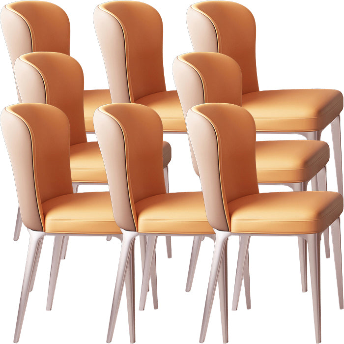 Glam Style Upholstered Parsons Metal Legs Home Dining Side Chair