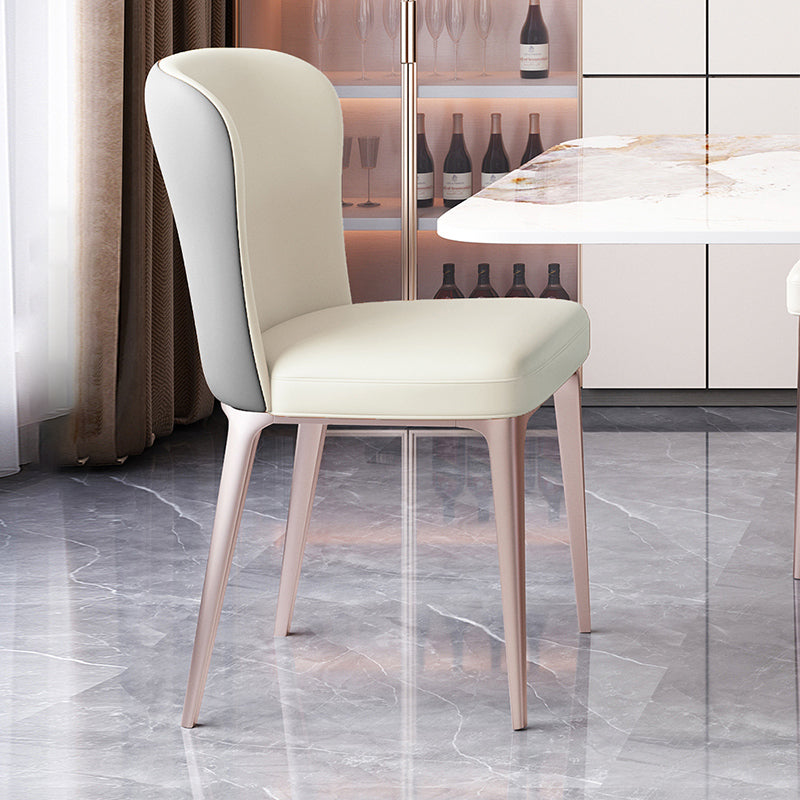 Glam Style Upholstered Parsons Metal Legs Home Dining Side Chair