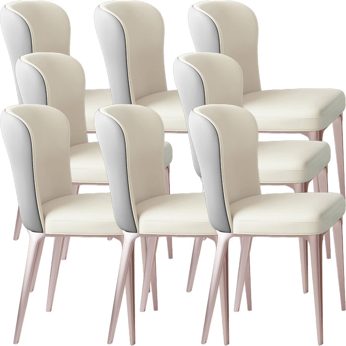 Glam Style Upholstered Parsons Metal Legs Home Dining Side Chair