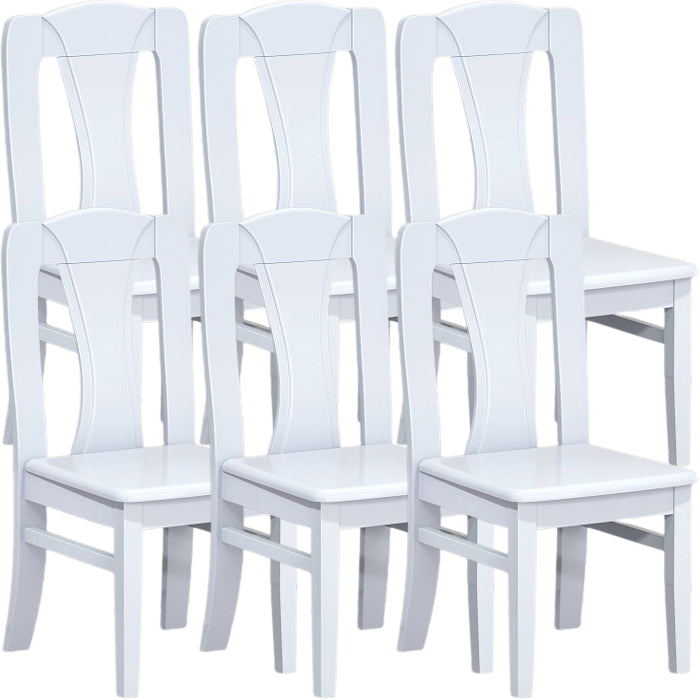 Contemporary Dining Room Rubberwood Slat Back Armless Dining Chair